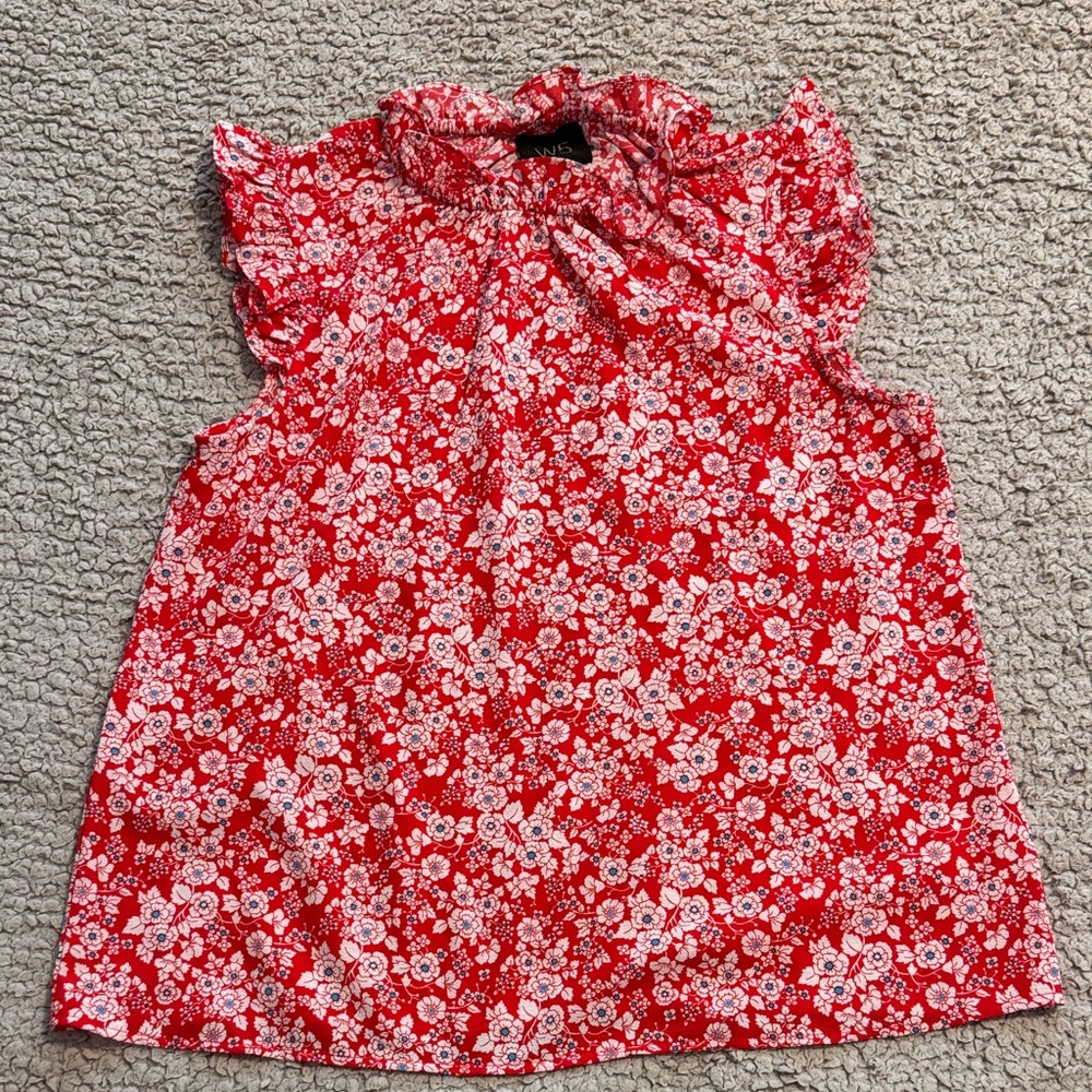 Floral Red Sleeveless Top